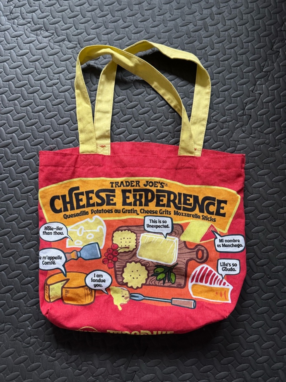 Trader Joe's Cheese Experience Red & Yellow Tote Bag
